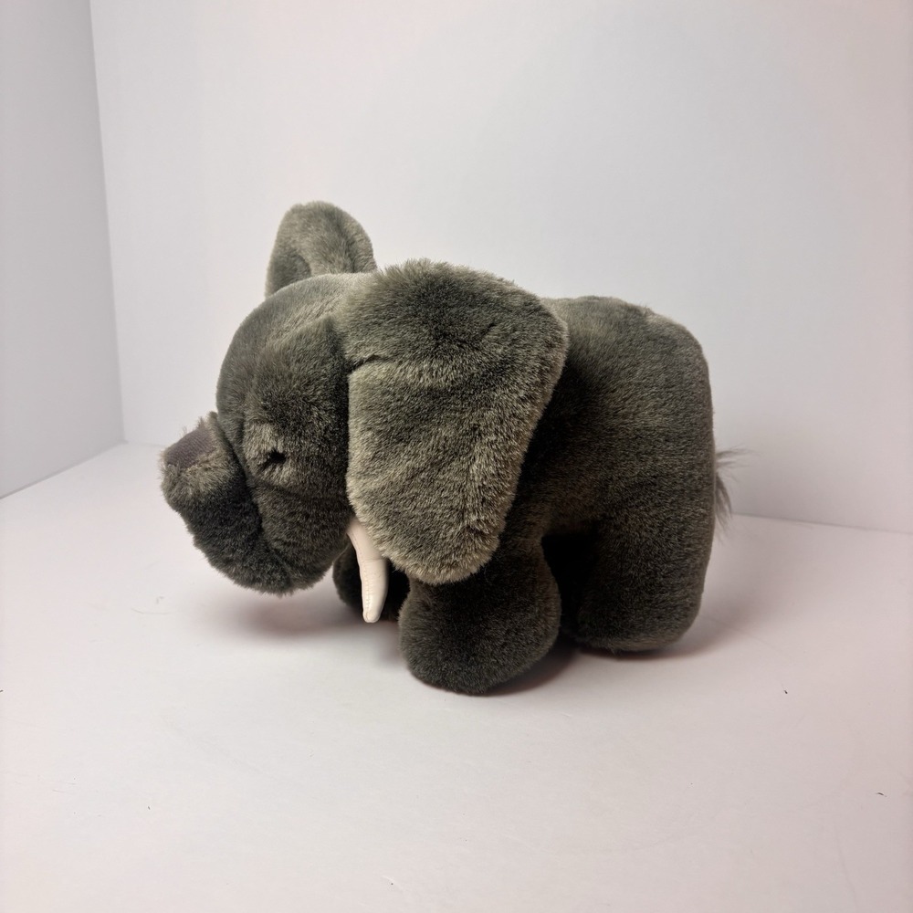 Vintage Dakin Elephant Plush Gray Stuffed Animal Toy 10" Trunk Tusks 1989